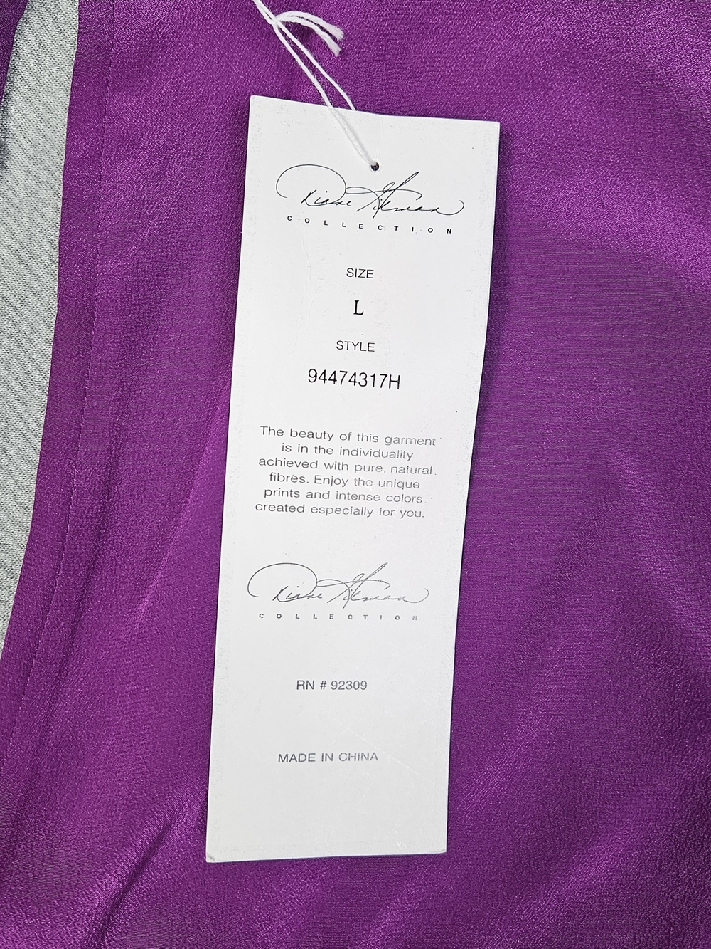 VTG 90s Diane Gilman 100% Silk Tunic Blouse L NWT Purple - Picture 8 of 8